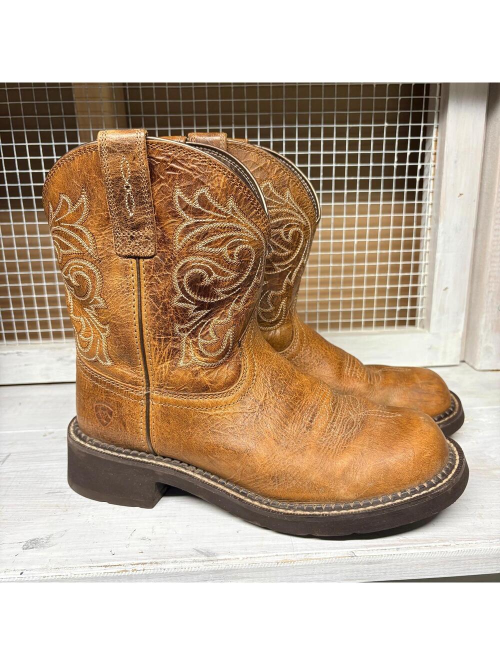 Ariat Fatbaby Cowboy Western Boots Women's Size 8B Brown Leather